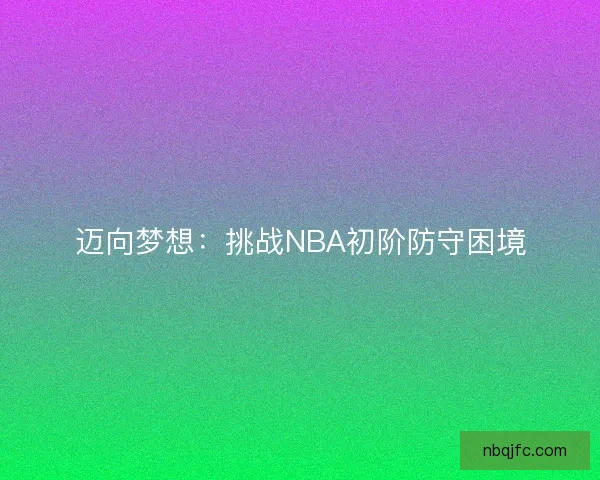迈向梦想：挑战NBA初阶防守困境